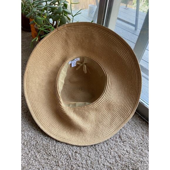 Nordstrom Sun Hat Floppy Straw Woven Round Black Lace OS main image 5